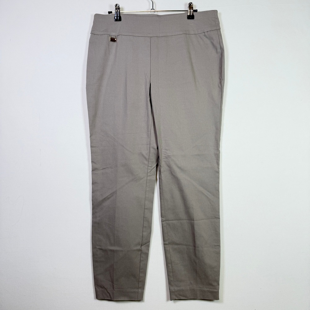ALFANI Taupe Petite Pull On Stretch Tummy Control Dress Pants 12P